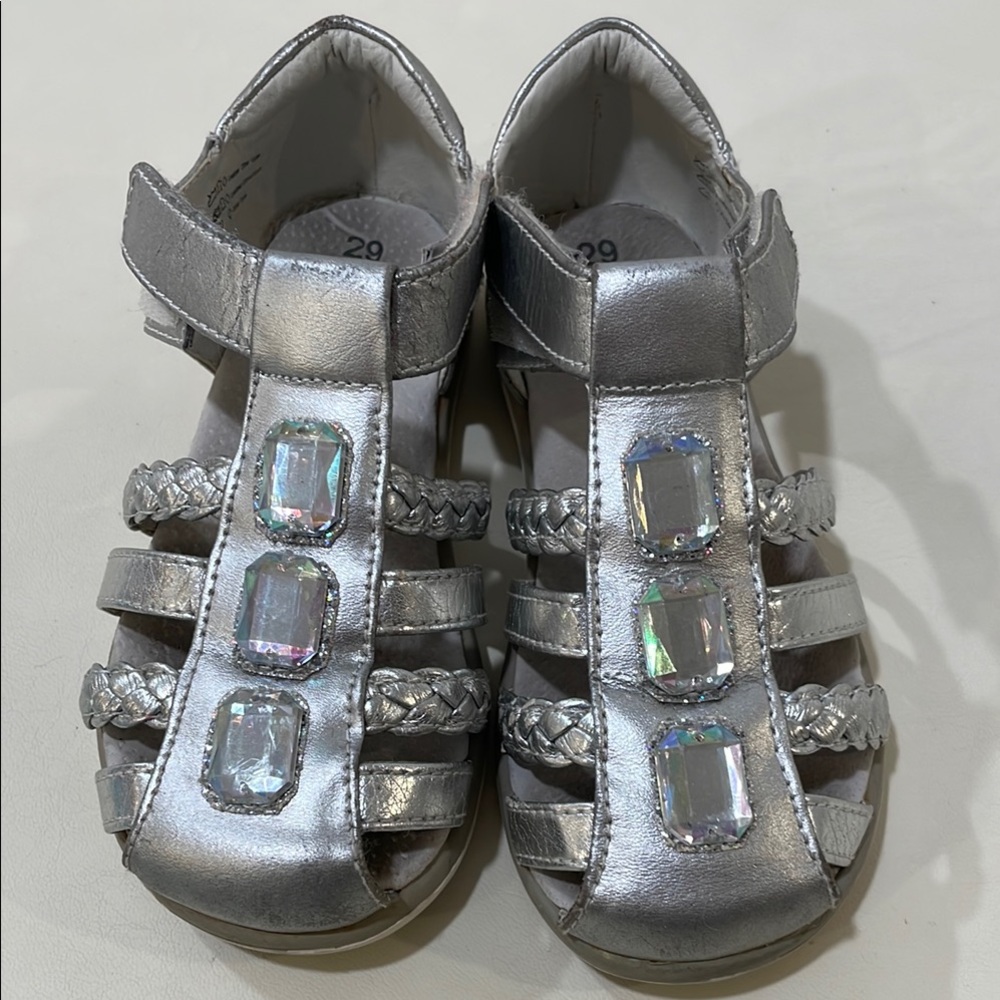 Pediped size 12-12.5 silver sandals